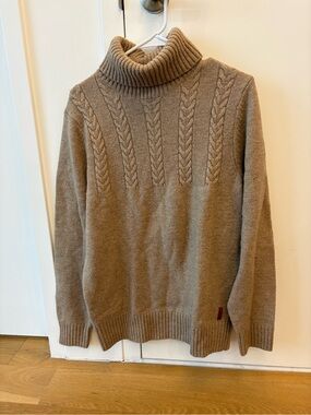 Ben Sherman Taupe Turtleneck Cable-Knit Sweater